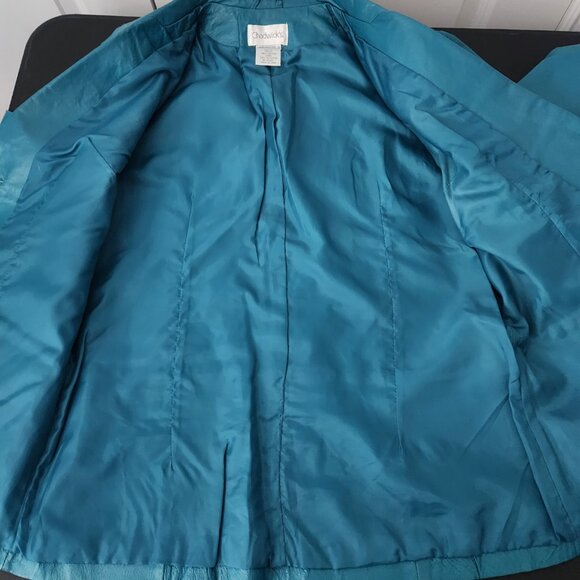 Vintage Chadwick's Women's Teal Leather Jacket Size 12 - Picture 10 of 13